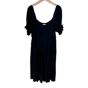 Mittoshop black scoop neck‎ short sleeve eyelet print dress size XL